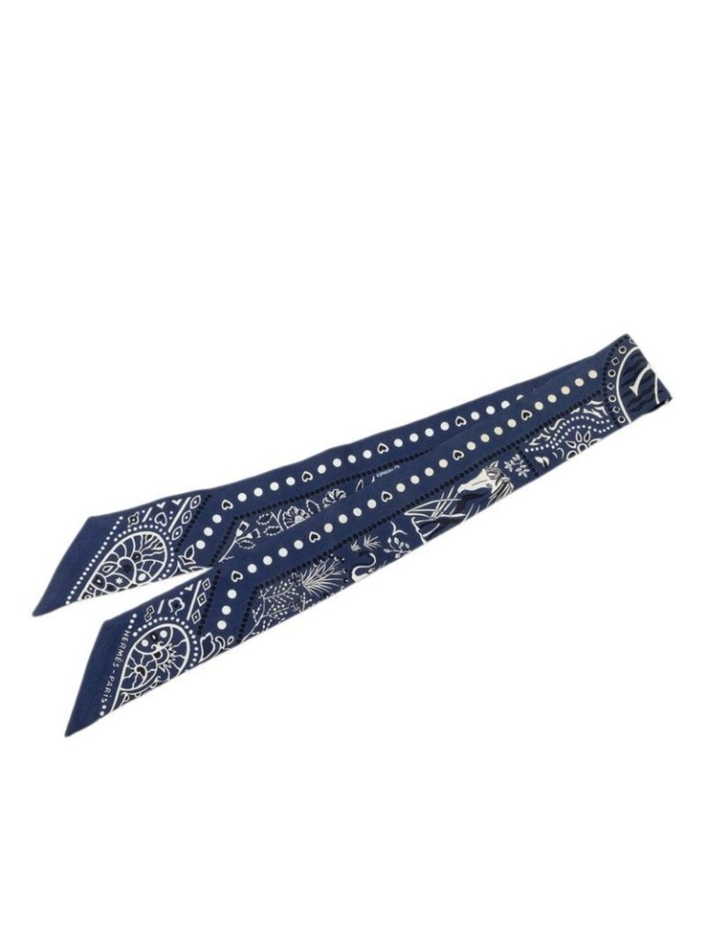 Hermes Twilly Entre Ciel Et Mer Bandana Between Sky and Sea Scarf Navy White